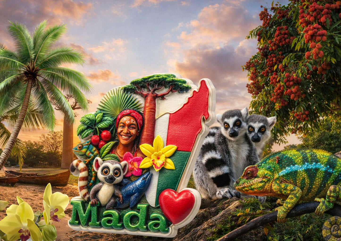 Magnet 3D Madagascar – Souvenir Unique en Résine Premium
